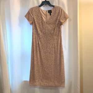 Adrianna Papel pink sequin & beaded dress